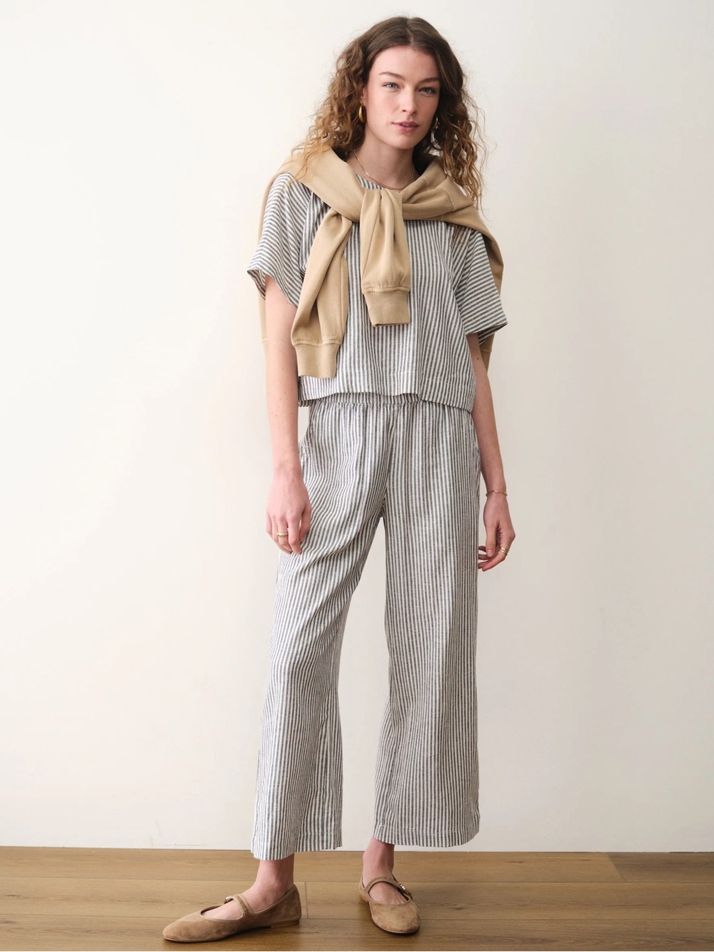 MARINE LAYER Allison Hemp Crop Trouser NEW WITHOUT TAGS NWOT XS Midnight Stripe - Picture 5 of 5